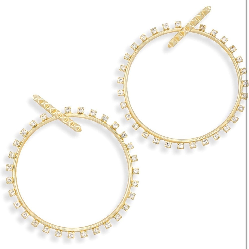 Kendra Scott Charlie Grace Gold Hoop Earrings CZ Cubic Zirconia NWT